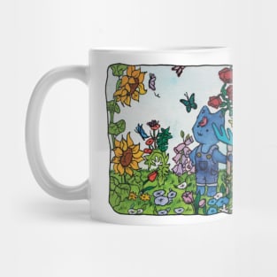 gardening cat garden flowers butterflies watercolor illustration Mug